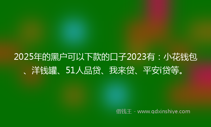 2025年的黑户可以下款的口子2023有：小花钱包、洋钱罐、51人品贷、我来贷、平安i贷等。