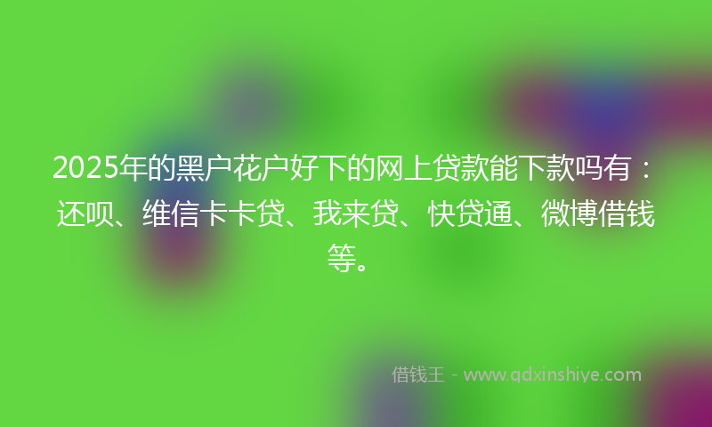 2025年的黑户花户好下的网上贷款能下款吗有：还呗、维信卡卡贷、我来贷、快贷通、微博借钱等。