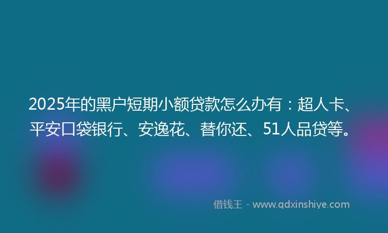 2025年的黑户短期小额贷款怎么办有：超人卡、平安口袋银行、安逸花、替你还、51人品贷等。