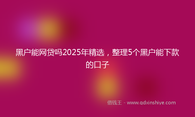 黑户能网贷吗2025年精选，整理5个黑户能下款的口子