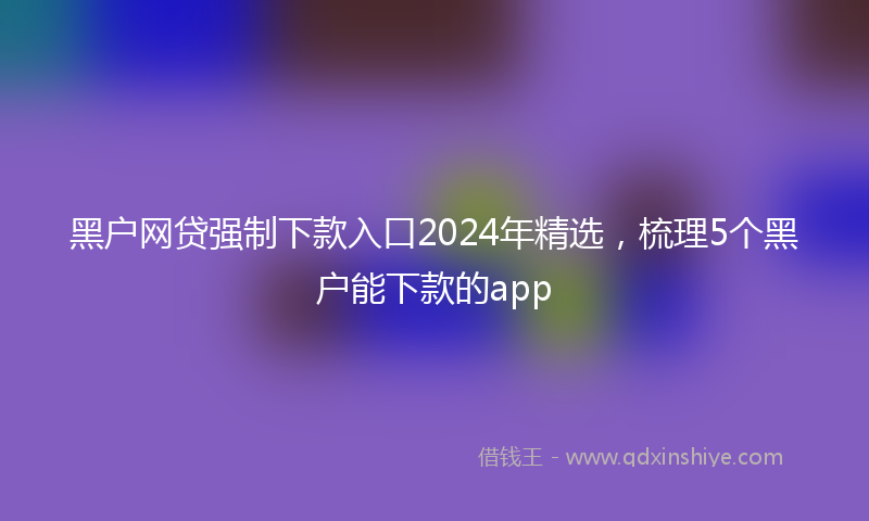 黑户网贷强制下款入口2024年精选，梳理5个黑户能下款的app