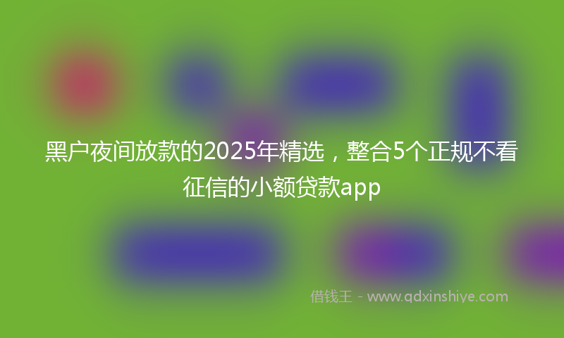 黑户夜间放款的2025年精选，整合5个正规不看征信的小额贷款app