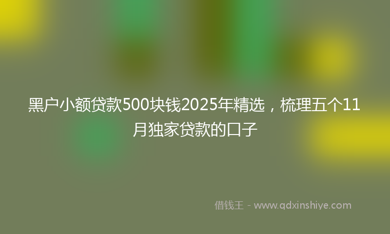 黑户小额贷款500块钱2025年精选，梳理五个11月独家贷款的口子