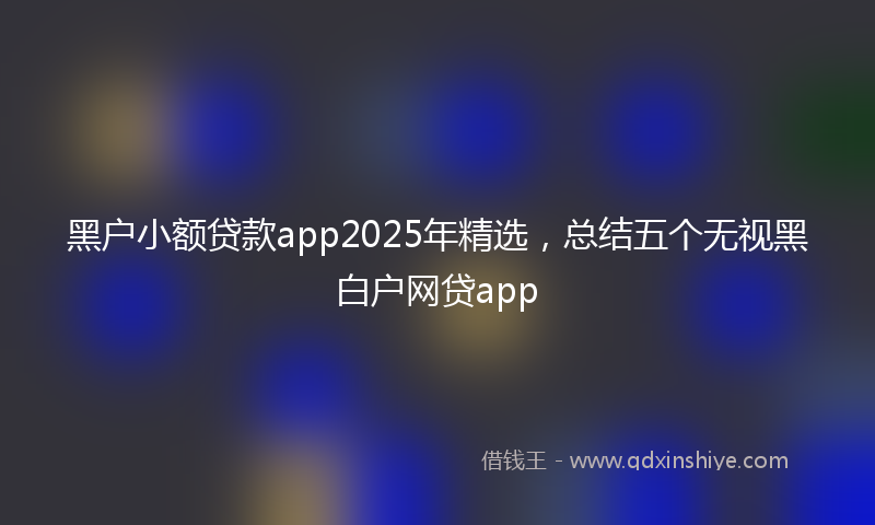 黑户小额贷款app2025年精选，总结五个无视黑白户网贷app
