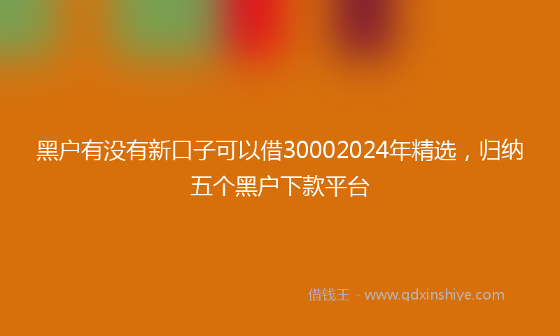 黑户有没有新口子可以借30002024年精选，归纳五个黑户下款平台