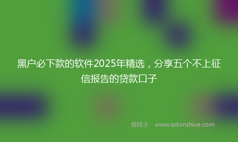 黑户必下款的软件2025年精选，分享五个不上征信报告的贷款口子