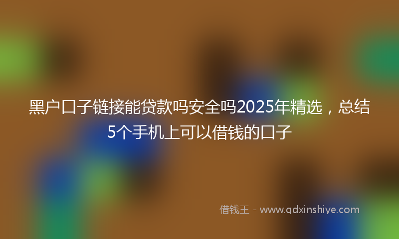 黑户口子链接能贷款吗安全吗2025年精选，总结5个手机上可以借钱的口子