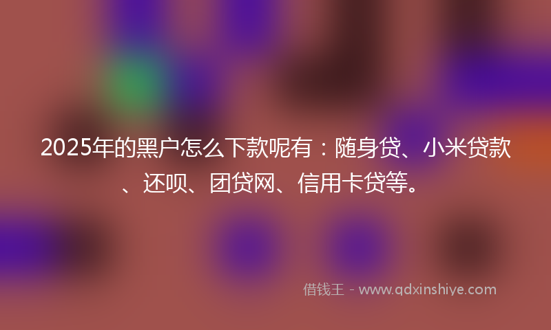 2025年的黑户怎么下款呢有：随身贷、小米贷款、还呗、团贷网、信用卡贷等。