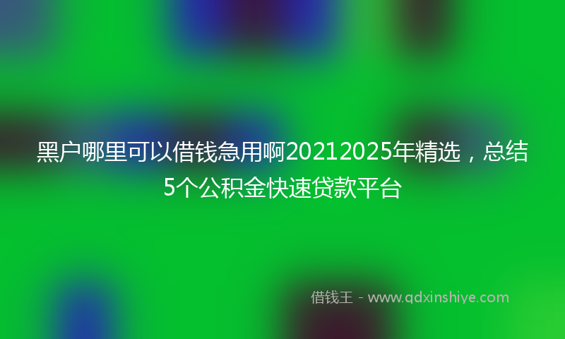 黑户哪里可以借钱急用啊20212025年精选，总结5个公积金快速贷款平台