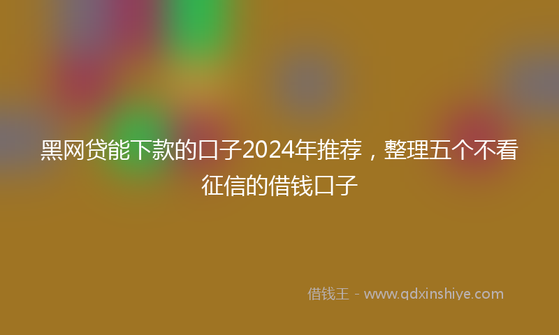 黑网贷能下款的口子2024年推荐，整理五个不看征信的借钱口子