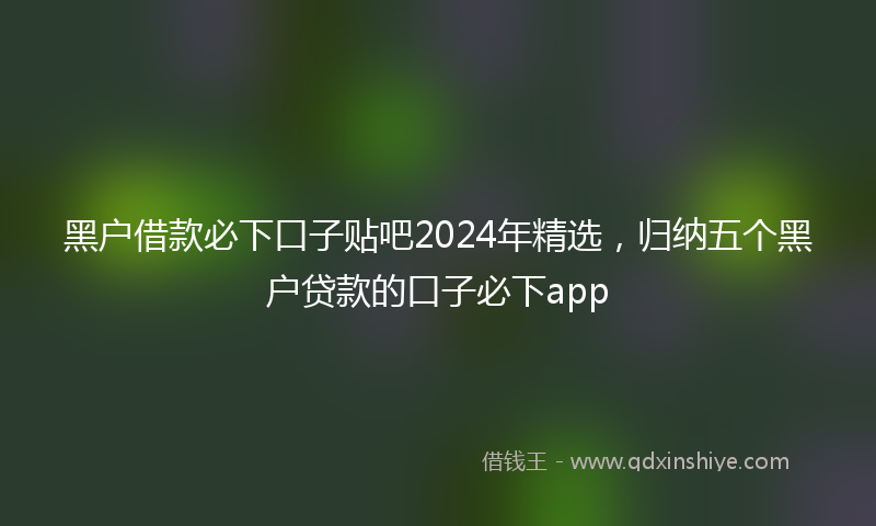 黑户借款必下口子贴吧2024年精选，归纳五个黑户贷款的口子必下app