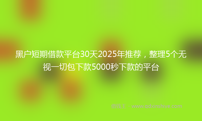 黑户短期借款平台30天2025年推荐，整理5个无视一切包下款5000秒下款的平台