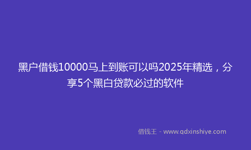 黑户借钱10000马上到账可以吗2025年精选，分享5个黑白贷款必过的软件