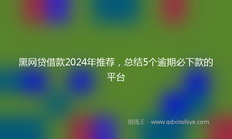 黑网贷借款2024年推荐，总结5个逾期必下款的平台