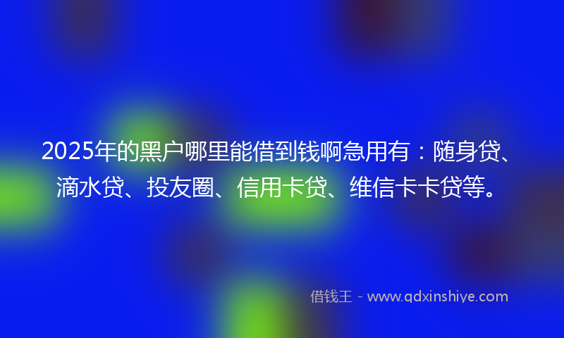 2025年的黑户哪里能借到钱啊急用有：随身贷、滴水贷、投友圈、信用卡贷、维信卡卡贷等。