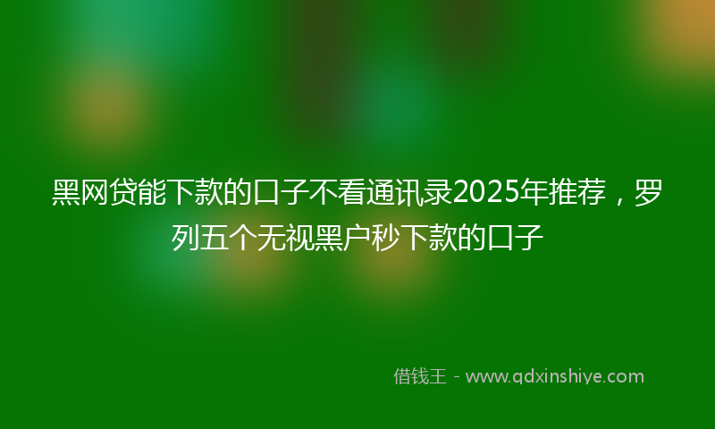 黑网贷能下款的口子不看通讯录2025年推荐，罗列五个无视黑户秒下款的口子