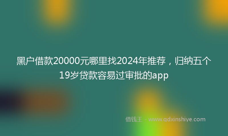 黑户借款20000元哪里找2024年推荐，归纳五个19岁贷款容易过审批的app