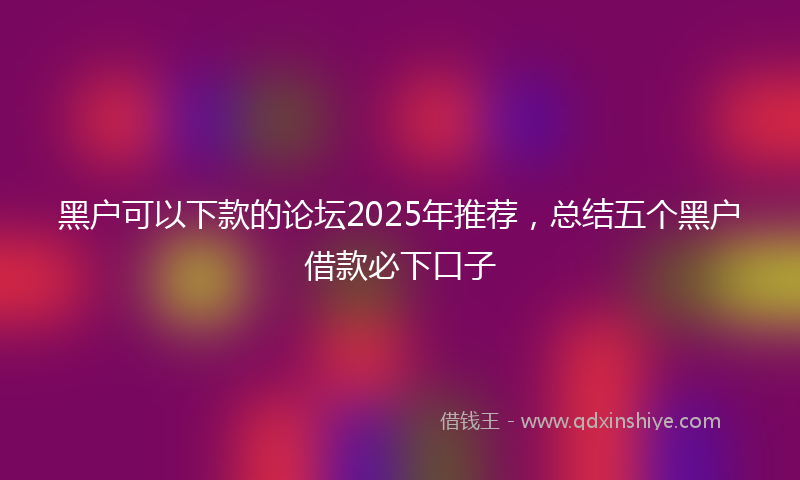 黑户可以下款的论坛2025年推荐，总结五个黑户借款必下口子