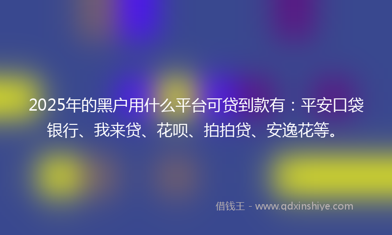 2025年的黑户用什么平台可贷到款有：平安口袋银行、我来贷、花呗、拍拍贷、安逸花等。