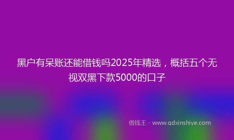 黑户有呆账还能借钱吗2025年精选，概括五个无视双黑下款5000的口子