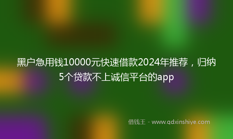 黑户急用钱10000元快速借款2024年推荐，归纳5个贷款不上诚信平台的app
