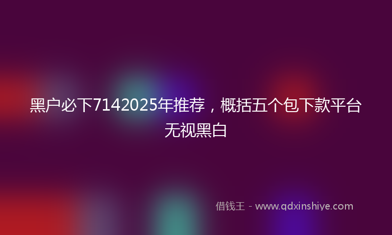 黑户必下7142025年推荐，概括五个包下款平台无视黑白