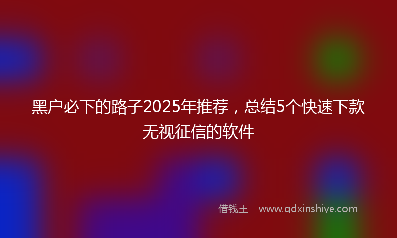 黑户必下的路子2025年推荐，总结5个快速下款无视征信的软件