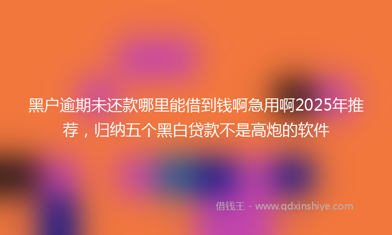 黑户逾期未还款哪里能借到钱啊急用啊2025年推荐，归纳五个黑白贷款不是高炮的软件
