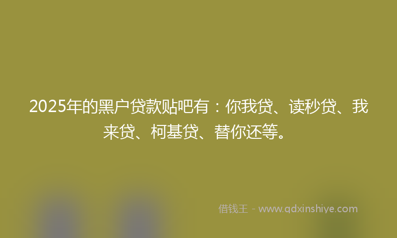 2025年的黑户贷款贴吧有：你我贷、读秒贷、我来贷、柯基贷、替你还等。