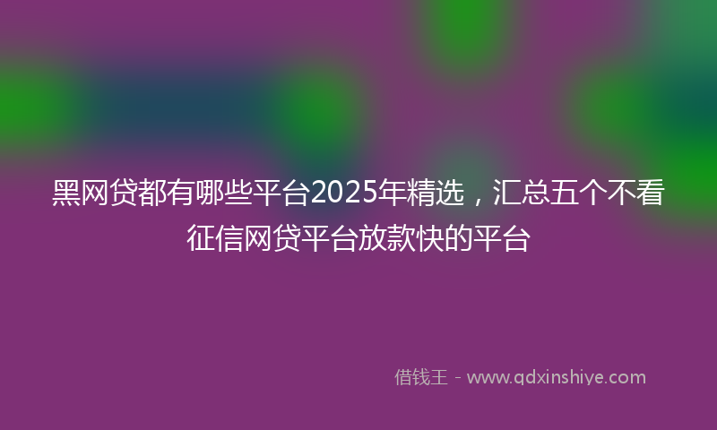 黑网贷都有哪些平台2025年精选，汇总五个不看征信网贷平台放款快的平台
