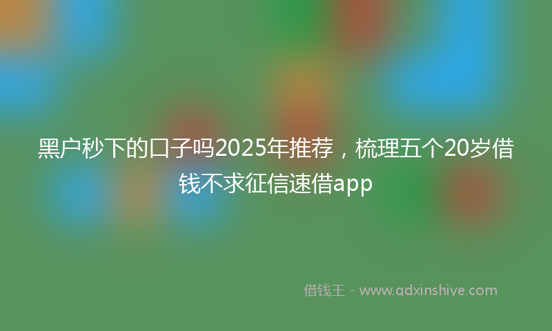 黑户秒下的口子吗2025年推荐，梳理五个20岁借钱不求征信速借app