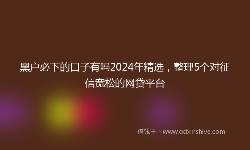 黑户必下的口子有吗2024年精选，整理5个对征信宽松的网贷平台