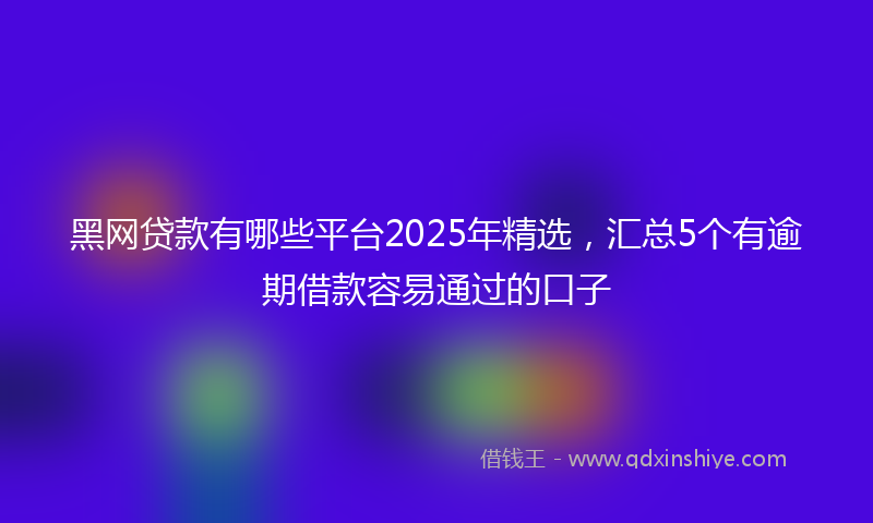 黑网贷款有哪些平台2025年精选，汇总5个有逾期借款容易通过的口子