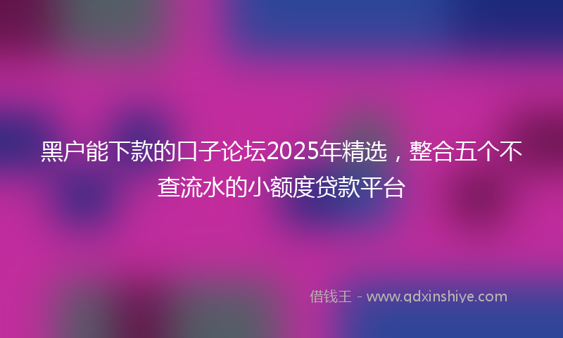 黑户能下款的口子论坛2025年精选，整合五个不查流水的小额度贷款平台