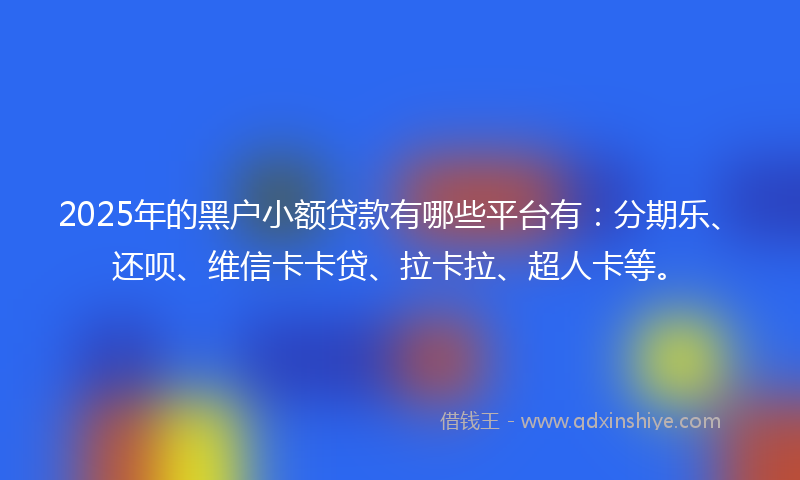 2025年的黑户小额贷款有哪些平台有：分期乐、还呗、维信卡卡贷、拉卡拉、超人卡等。