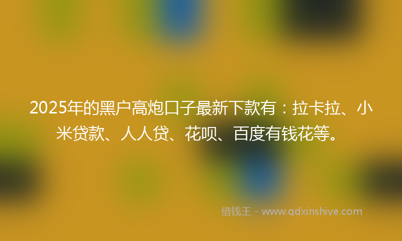2025年的黑户高炮口子最新下款有：拉卡拉、小米贷款、人人贷、花呗、百度有钱花等。