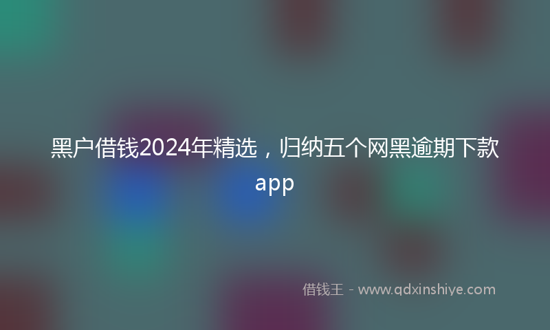 黑户借钱2024年精选，归纳五个网黑逾期下款app