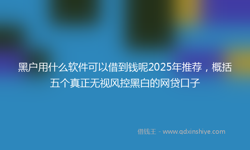 黑户用什么软件可以借到钱呢2025年推荐，概括五个真正无视风控黑白的网贷口子
