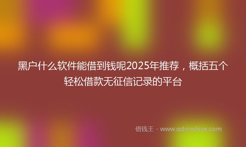 黑户什么软件能借到钱呢2025年推荐，概括五个轻松借款无征信记录的平台
