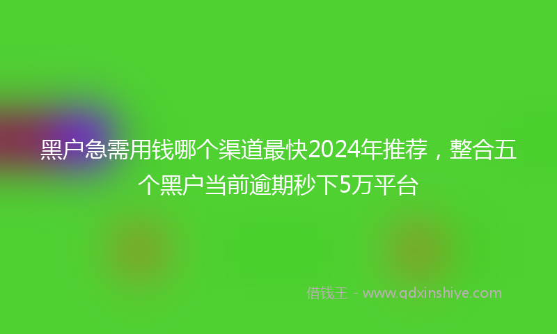 黑户急需用钱哪个渠道最快2024年推荐，整合五个黑户当前逾期秒下5万平台