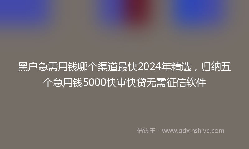 黑户急需用钱哪个渠道最快2024年精选，归纳五个急用钱5000快审快贷无需征信软件