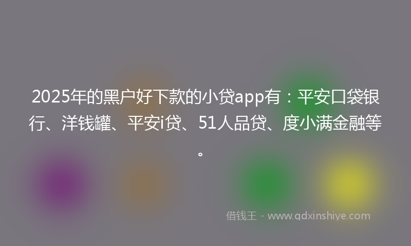 2025年的黑户好下款的小贷app有：平安口袋银行、洋钱罐、平安i贷、51人品贷、度小满金融等。