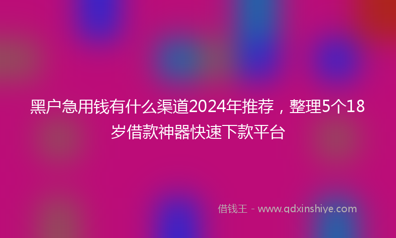 黑户急用钱有什么渠道2024年推荐，整理5个18岁借款神器快速下款平台