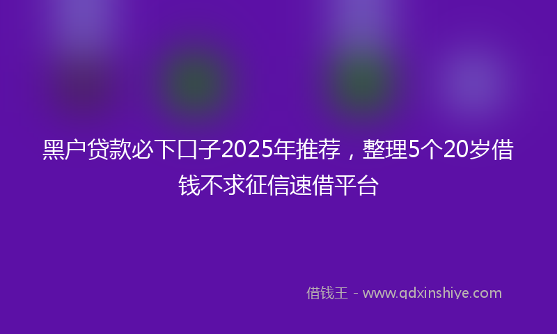 黑户贷款必下口子2025年推荐，整理5个20岁借钱不求征信速借平台