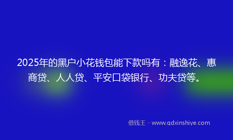 2025年的黑户小花钱包能下款吗有：融逸花、惠商贷、人人贷、平安口袋银行、功夫贷等。