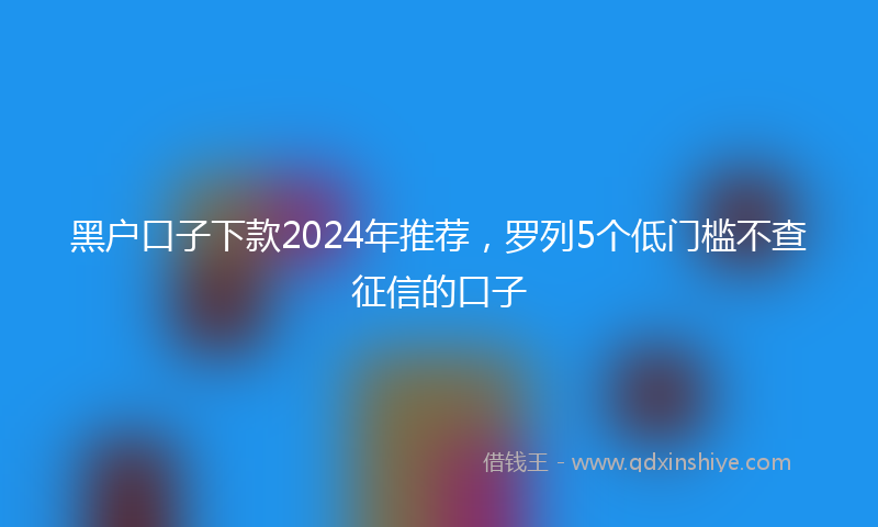 黑户口子下款2024年推荐，罗列5个低门槛不查征信的口子