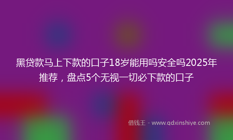 黑贷款马上下款的口子18岁能用吗安全吗2025年推荐，盘点5个无视一切必下款的口子