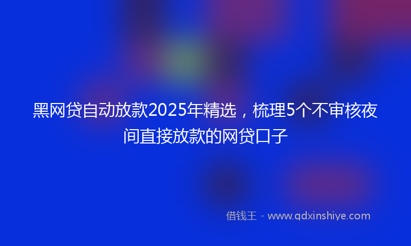 黑网贷自动放款2025年精选，梳理5个不审核夜间直接放款的网贷口子