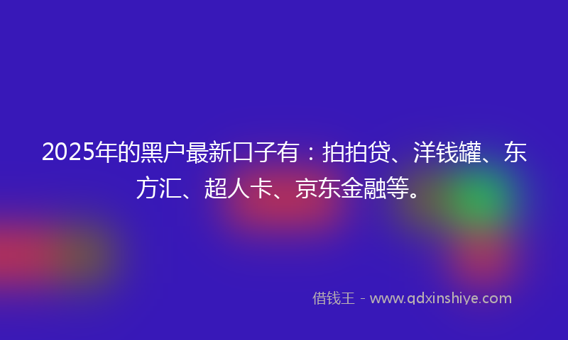 2025年的黑户最新口子有：拍拍贷、洋钱罐、东方汇、超人卡、京东金融等。