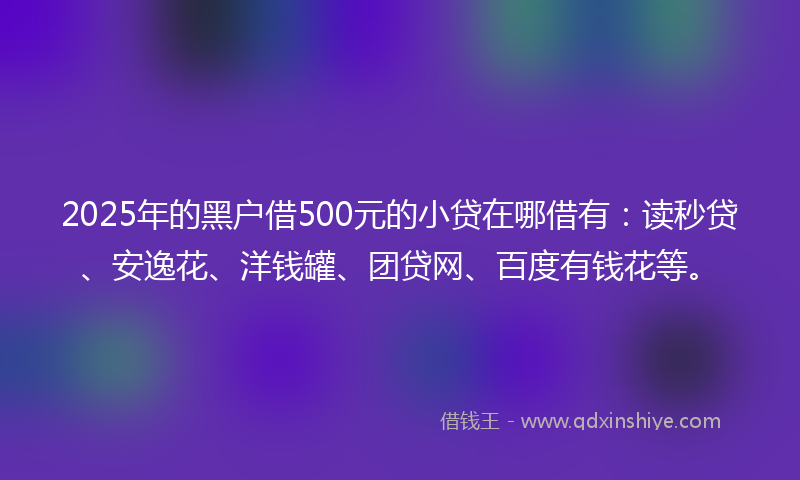 2025年的黑户借500元的小贷在哪借有：读秒贷、安逸花、洋钱罐、团贷网、百度有钱花等。